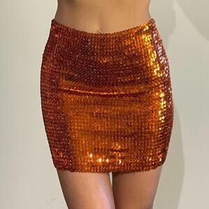 Orange Sequined Skirt